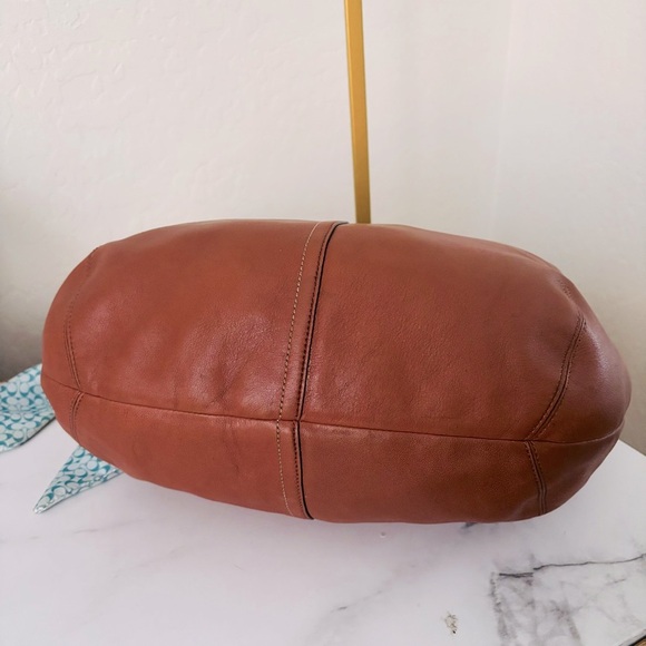 Coach Brown Hobo Bag with Blue Scarf Accent - Picture 7 of 11